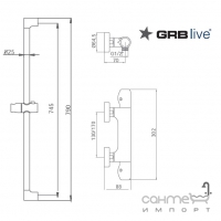 Настінний термостат для душу з душовою штангою GRB live E-Plus 35 316 350 Хром