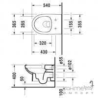 Унітаз підвісний безободковий з сидінням Soft-Close та ковпачками Duravit Durastyle 256209