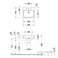 Умывальник мебельный 50 см Duravit Vero Air 235050