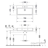 Умывальник мебельный 80 см Duravit Vero Air 235080