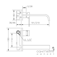 Смеситель для раковины, встраиваемый, излив 22 см Genebre Kenjo-22 63132 26 45 66 Хром