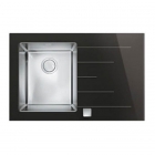 Кухонна мийка Smeg Marc Newson LH791ND н/с матова, чорне окислене скло, крило праворуч