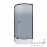 Напівкругла душова кабіна Cersanit Ineba 90x90x185 профіль хром, скло прозоре (графіт)/матове