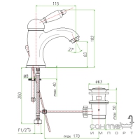 Смеситель для раковины с донным клапаном Fiore Imperial 83 XX 5221 в цвете