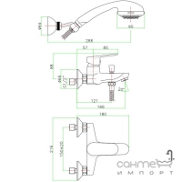 Смеситель для ванны с ручным душем Fiore Kevon 81 CR 8150 хром