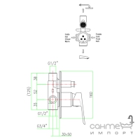 Смеситель для ванны скрытого монтажа Fiore Kevon 81 CR 6517 хром