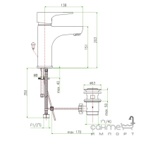 Смеситель для раковины с донным клапаном Fiore XO 73 CR 7320 хром