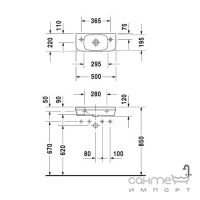 Умывальник 50см, отверстие слева Duravit Durastyle 0713500009