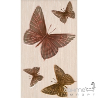 Плитка керамическая Интеркерама FANTASIA декор бежевый Д 09 021 (бабочки)