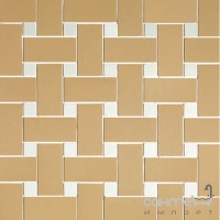 Плитка із кольорового мозаїчного скла DEVON&DEVON MOSAIC 2x5, 1x1 intreccio 2 (cognac - white) de2350intrcw
