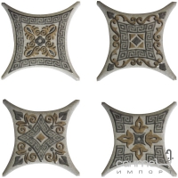 Плитка напольная декор Absolut Keramika STRIATO ESTRELLA SET 01 GRIS (комплект 4 шт)