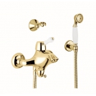 Настенный смеситель для ванны с душевым комплектом Bellosta Noel 04-1501/B/** Золото