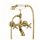 Настенный смеситель для ванны с душевым комплектом Bellosta Romina 04-0301/6/C Золото
