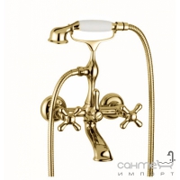 Настенный смеситель для ванны с душевым комплектом Bellosta Romina 04-0301/6/C Золото