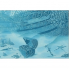 Плитка декор Береза керамика Лазурь корабль 7 бирюзовый (25х35) 

