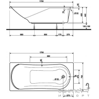 Акрилова прямокутна ванна KOLO Comfort 170