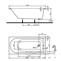 Акриловая прямоугольная ванна KOLO Primo 150