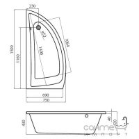 Передня панель для ванни Cersanit Nano 150 лівостороння