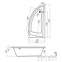 Передняя панель для ванны Cersanit Nano 150 правосторонняя