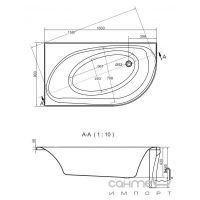 Передня панель для акрилової ванни Cersanit Cariba 160 лівостороння