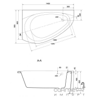 Передняя панель для акриловой ванны Cersanit Edera 140 левосторонняя