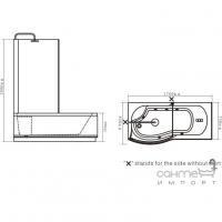 Гідромасажна ванна з душовою кабіною CRW EA0001L лівостороння