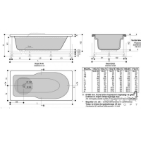 Прямоугольная акриловая ванна Artemis Флора 160x70