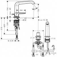 Змішувач для раковини, на 2 отвори, 155 мм, Axor Bouroullec 19123000