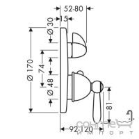 Термостат с запорным/переключающим вентилем Axor Carlton 17720090