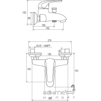 Змішувач для ванни Ravak Rosa RS 022.00/150 без лійки X070011