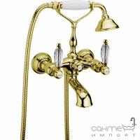 Змішувач для ванни з душовим гарнітуром, золото Webert Alexandra AL720201.010