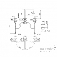 Смеситель для раковины на 3 отверстия Webert Living LV750202.015