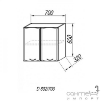 Шафка (навісна) з двома дверцями та полицями Kolpa-San Dora D 602/700