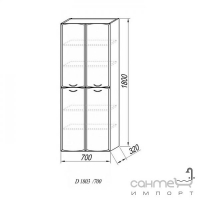 Шкаф-тумба (навесной) с дверцами и полочками Kolpa-San Dora D 1803/700