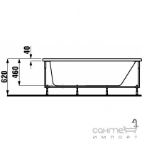 Акриловая ванна для правого угла с L-панелью cлева Laufen Solutions 2250.5