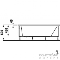 Акриловая ванна для правого угла с L-панелью cлева Laufen Solutions 2350.5