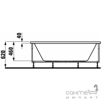 Акриловая ванна для левого угла с L-панелью cправа Laufen Solutions 2353.6