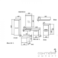 Коллекция мебели для ванной Kolpa-San OGA/OGI 50 + OUA 120 Alma 120 L