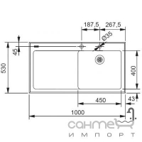 Кухонна мийка Franke Kubus Glass KBV 611 крило зліва 101.0177.059