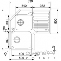 Кухонна мийка Franke Progresso Angolo STT 621-E крило праворуч 101.0022.415