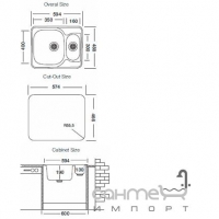 Кухонна мийка Ukinox Comfort 594.488 15 GT 8K L декор оборотна