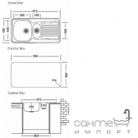 Кухонная мойка Ukinox Comfort 972.492 15 GT/GW 8K L декор оборотная