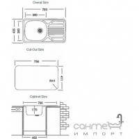 Кухонная мойка Ukinox Compact 780.435 GT/GW 6K L декор оборотная