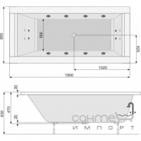 Панель L-типу для ванни PoolSpa Windsor 190 PWOKX..OWL00000 права
