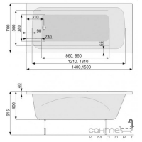 Панель L-типу для ванни PoolSpa Klio 140 PWOKD..OWL00000 права