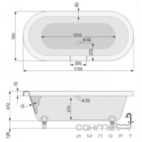 Акриловая ванна с орлиными когтями с сифоном PoolSpa Memory 170