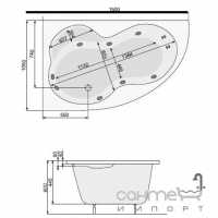 Акриловая ванна PoolSpa Mistral 150 PWA3Z..ZN000000 левая