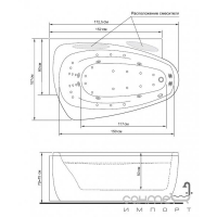 Правостороння гідромасажна ванна Aquator Tizian Block Гідро (4783)