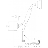 Ручний душ із тримачем Fir Melrose 20 (хром та хром/чорна кераміка)