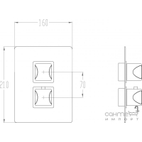 Термостатический смеситель для душа встраиваемый наружная часть Fir Playone Déco 87423421000 хром 